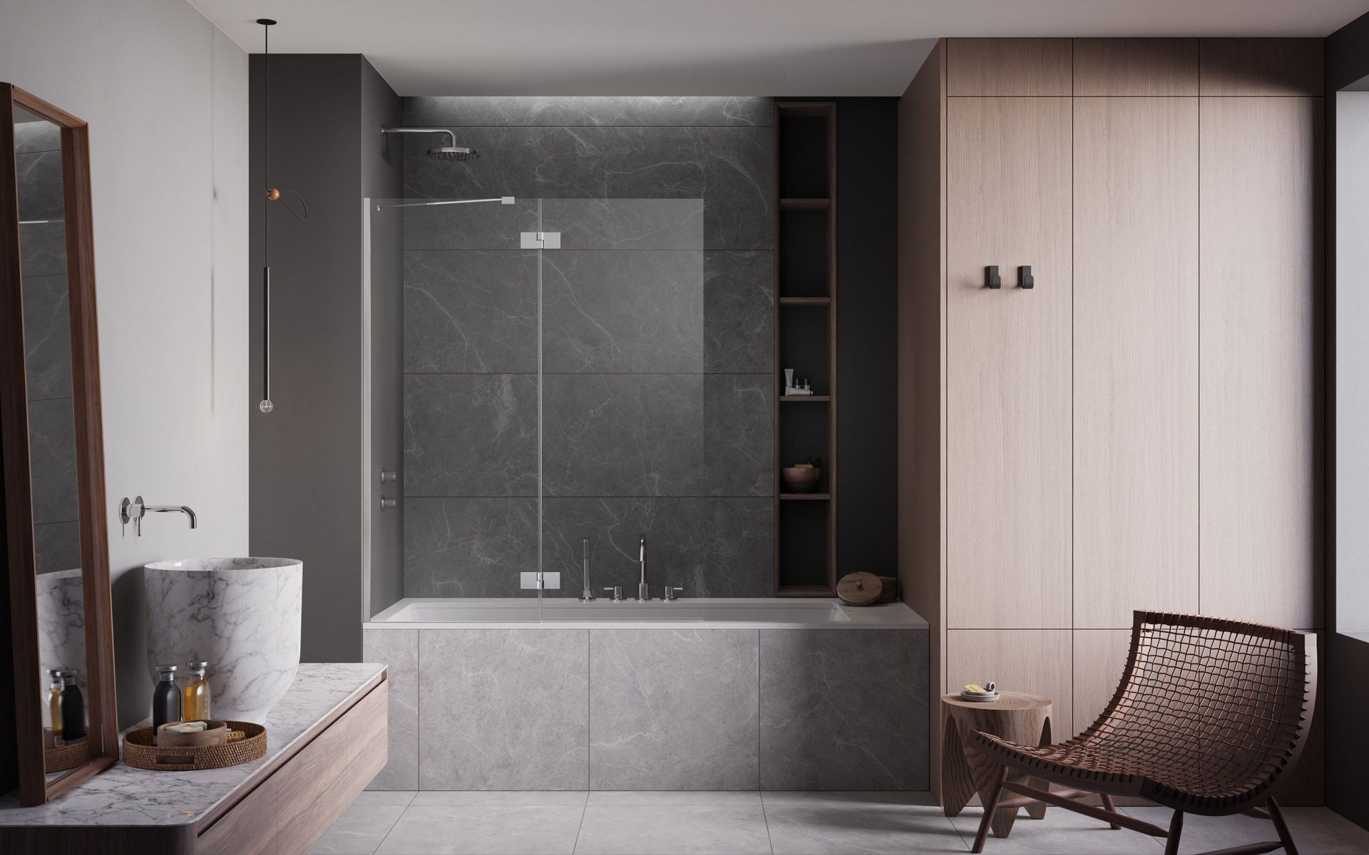 Radaway Essenza New PND II parawan nawannowy 100 cm lewy chrom/szkło przezroczyste 110002100-01-01L