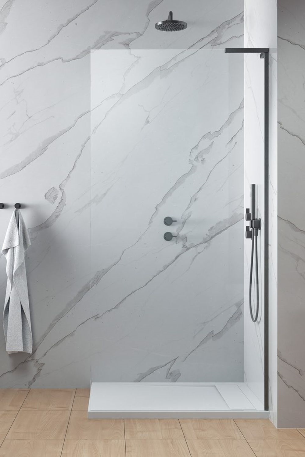 Radaway Modo SL Brushed Gunmetal II Walk-In ścianka prysznicowa 80 cm prawa wolnostojąca gunmetal szczotkowany/szkło przezroczyste ...