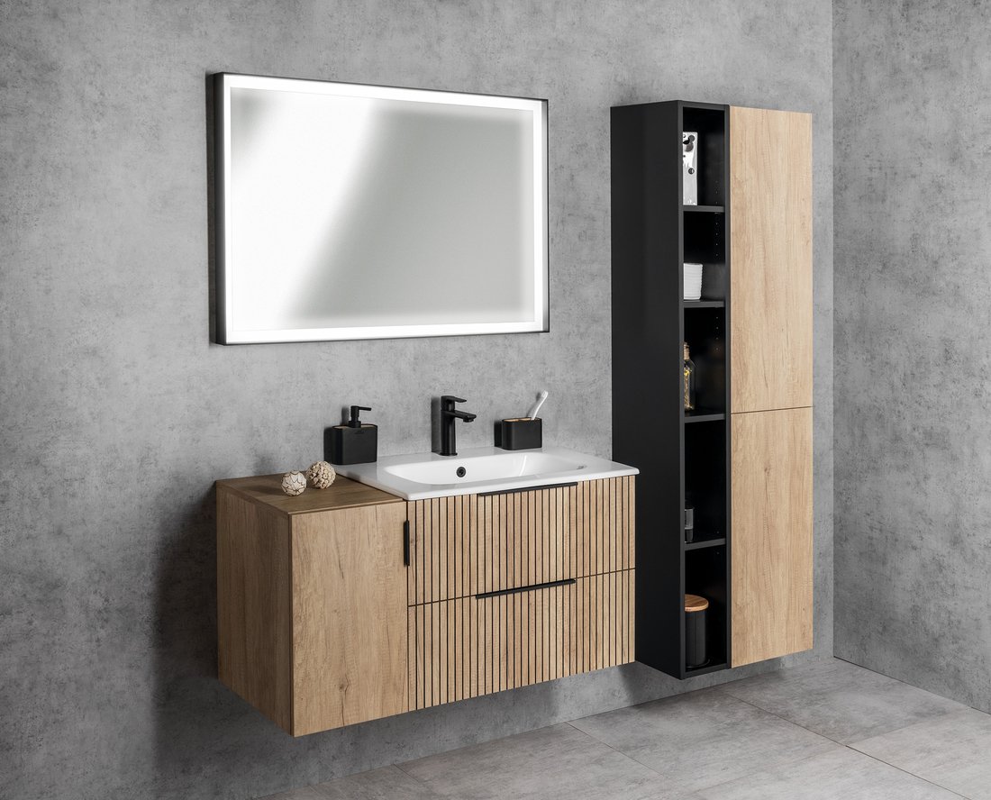 Sapho Espace szafka 172 cm boczna wisząca słupek dąb Alabama ESC230-2222