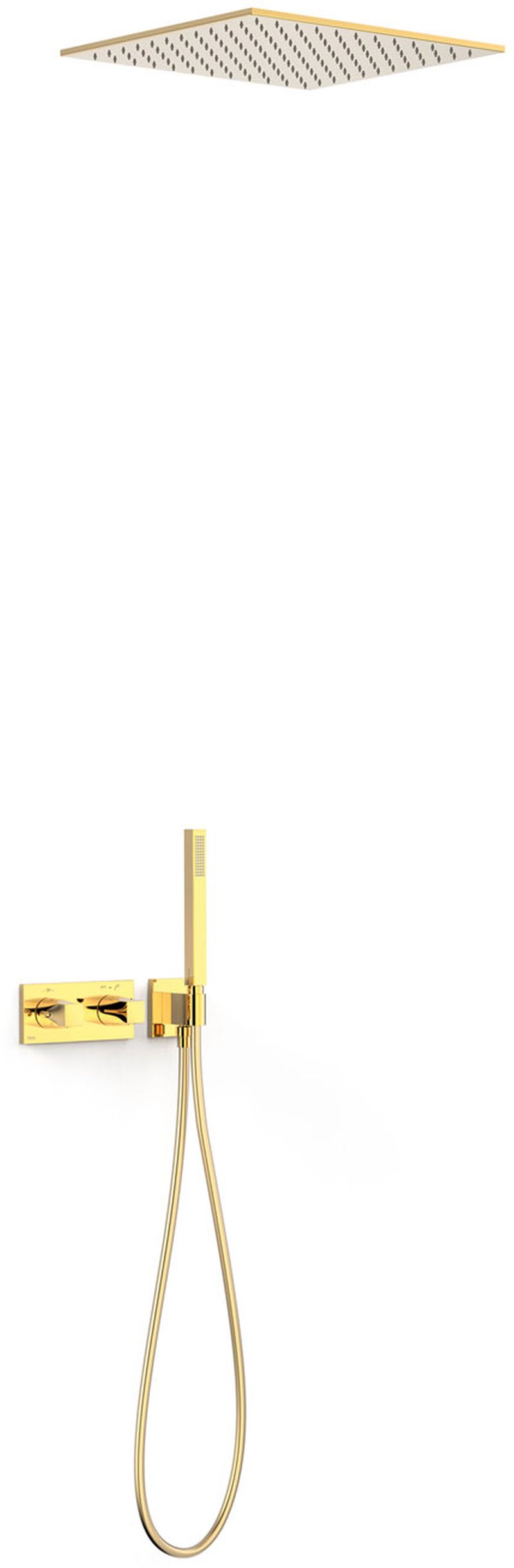 Tres B-System zestaw prysznicowy podtynkowy termostatyczny z deszczownicą złoty połysk 30725206OR