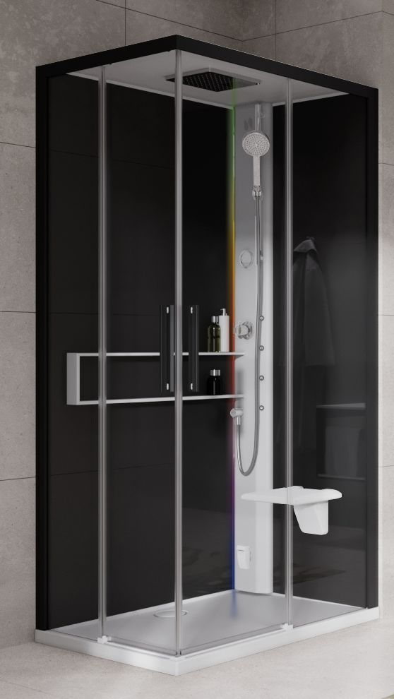 Novellini Glax 2 2.0 A kabina z hydromasażem 80x80 cm parowa z brodzikiem biała G22A89M5-1UH