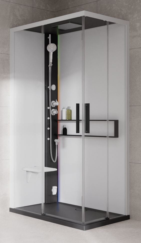 Novellini Glax 2 2.0 A kabina z hydromasażem 100x70 cm lewa parowa z brodzikiem czarna G22A107ST5-1HU