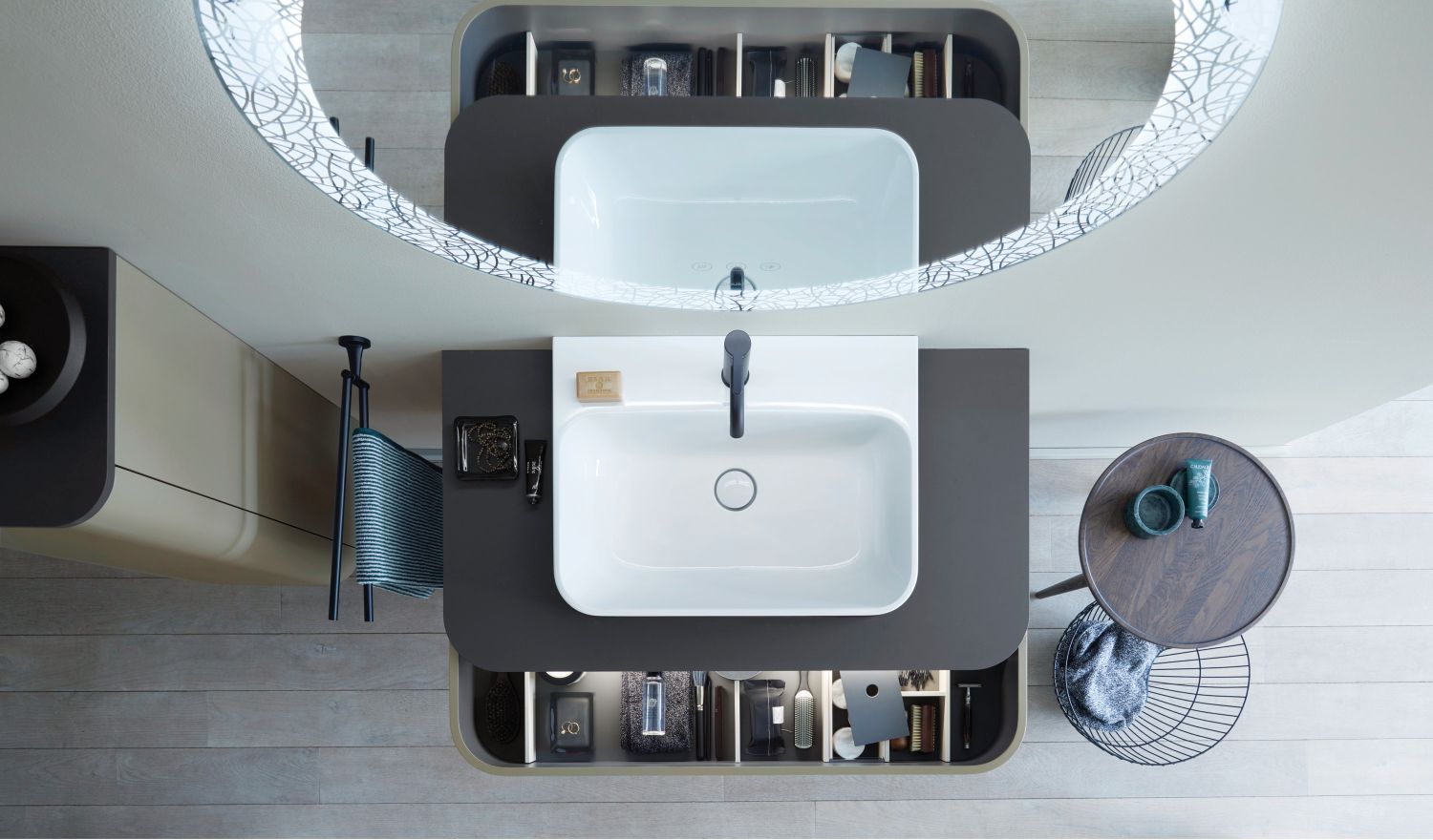 Duravit Happy D.2 umywalka 60x46 cm prostokątna nablatowa biała-antracyt 2360606100