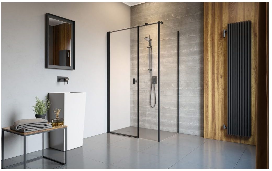 Radaway Nes Black KDS I drzwi prysznicowe 120 cm prawe czarny mat/szkło przezroczyste 10023120-54-01R