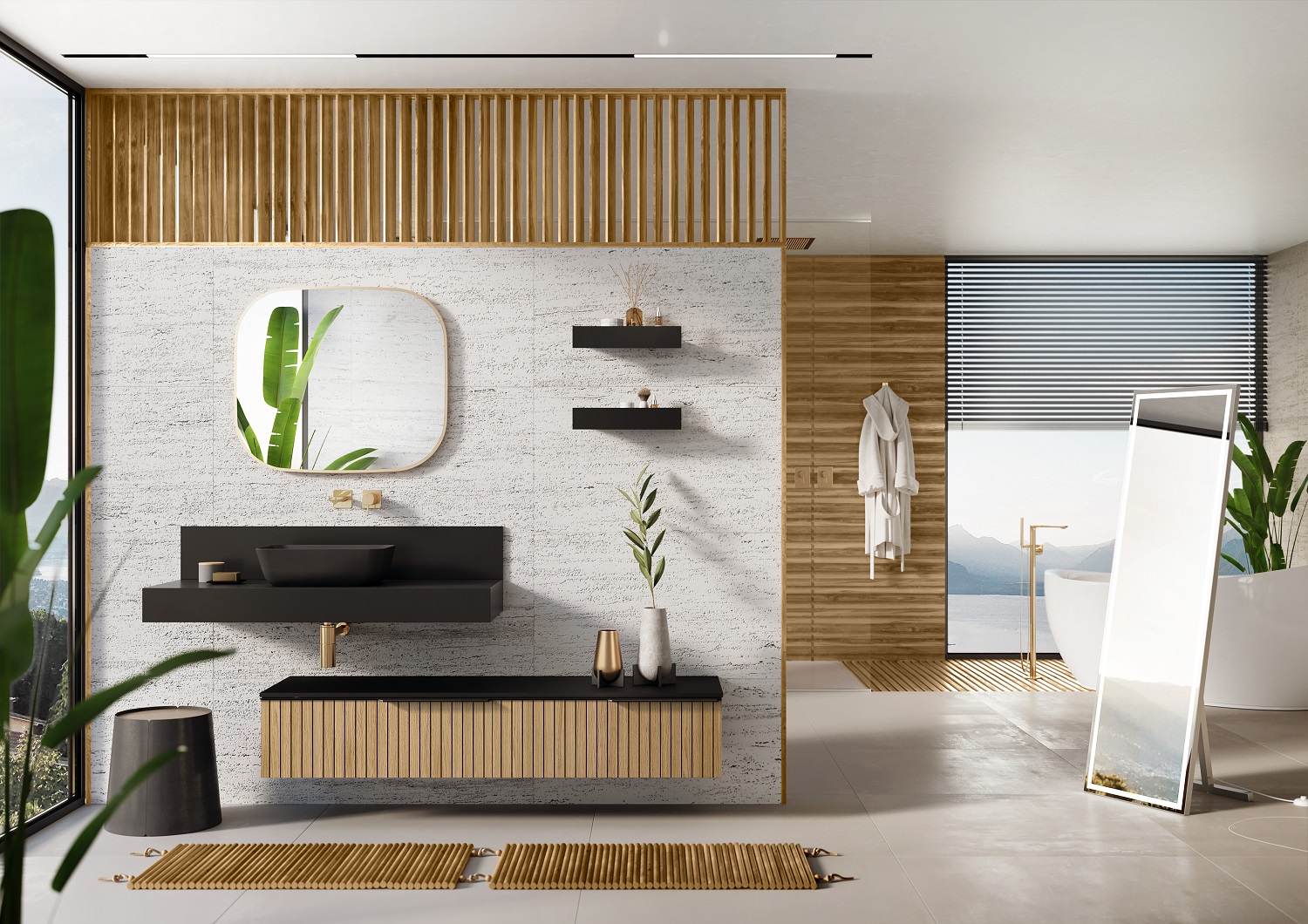 Elita Asami szafka 160x45x31,8 cm podumywalkowa wisząca dąb naturalny RE081600006690