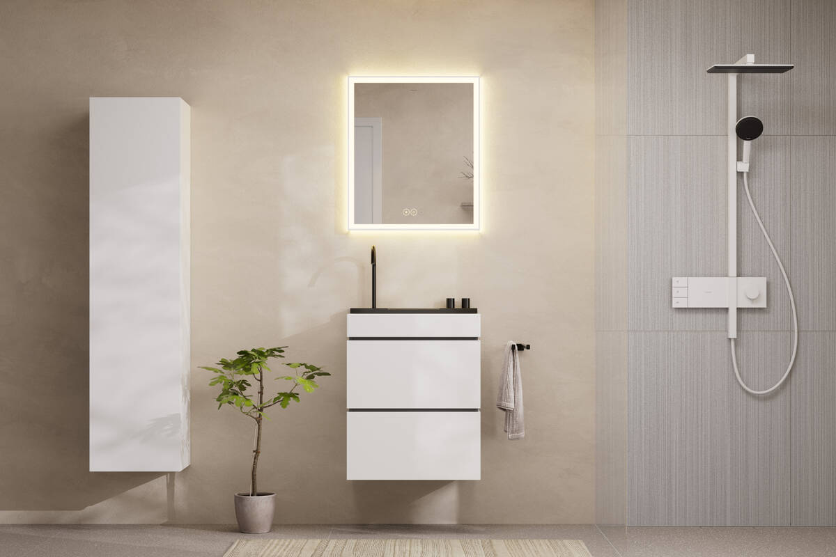 Hansgrohe Raindance Alive Q EcoSmart zestaw prysznicowy ścienny termostatyczny z deszczownicą biały 24591700