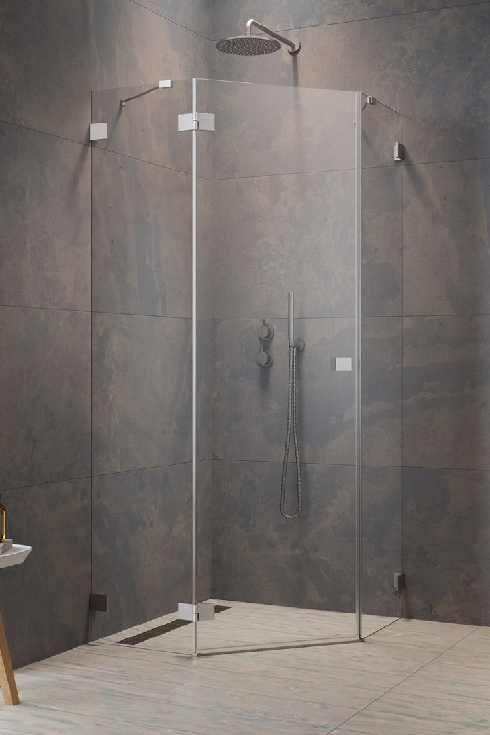 Radaway Essenza Pro PTJ drzwi prysznicowe 57 cm uchylne nikiel szczotkowany/szkło przezroczyste 10100000-91-01L