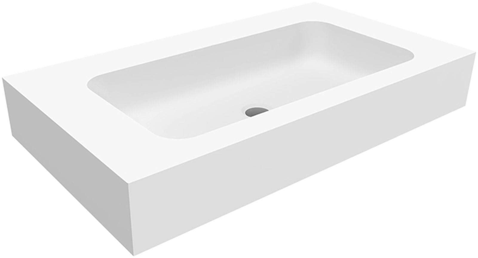 Cristalstone Linea Simpla umywalka 80x45 cm prostokątna ścienna biała U800-MCOT/BO