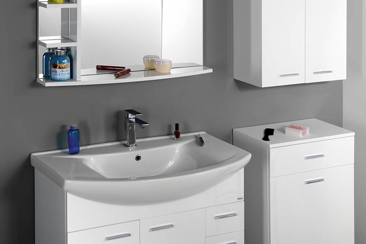 Aqualine Zero umywalka 86x50 cm półokrągła ścienna-meblowa biała 6085