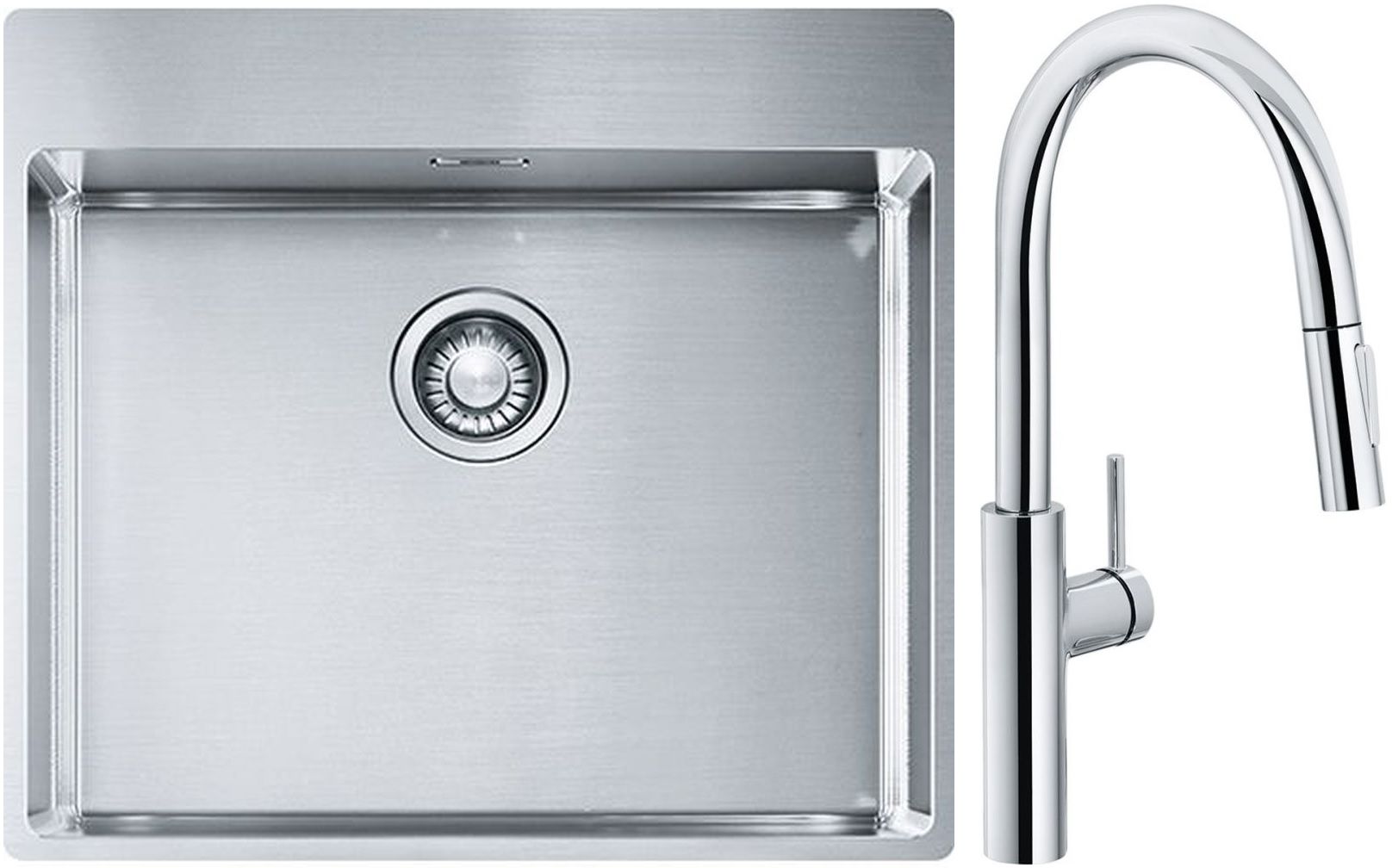Franke Box BXX 210-54 TL zlewozmywak 57x51 cm stalowy z baterią kuchenną Pescara L Slide-In chrom (1270369295, 1150538940)