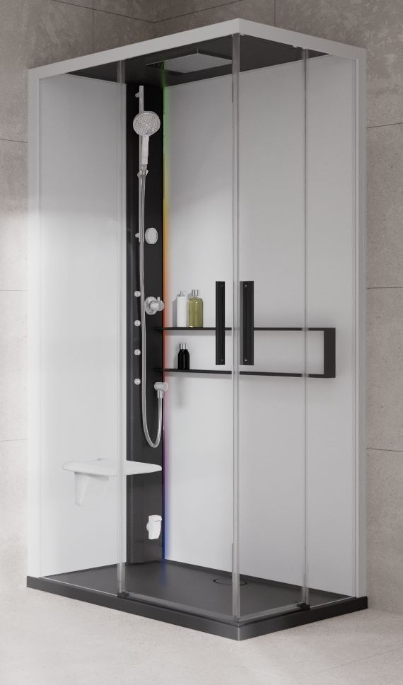 Novellini Glax 2 2.0 A kabina z hydromasażem 90x70 cm lewa parowa z brodzikiem czarna G22A9070SM5-1HU