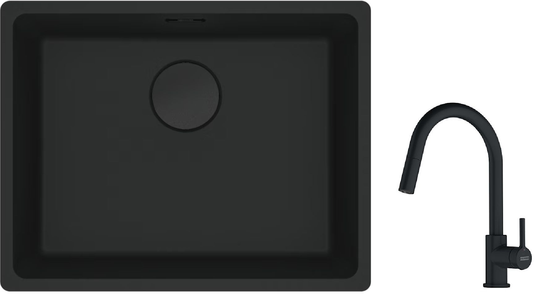 Franke Maris MRG 110-52 zlewozmywak 52x40 cm Fragranite czarny mat z baterią kuchenną Lina czarny mat (1250697759, 1150626053) - Wysyłka w 24h