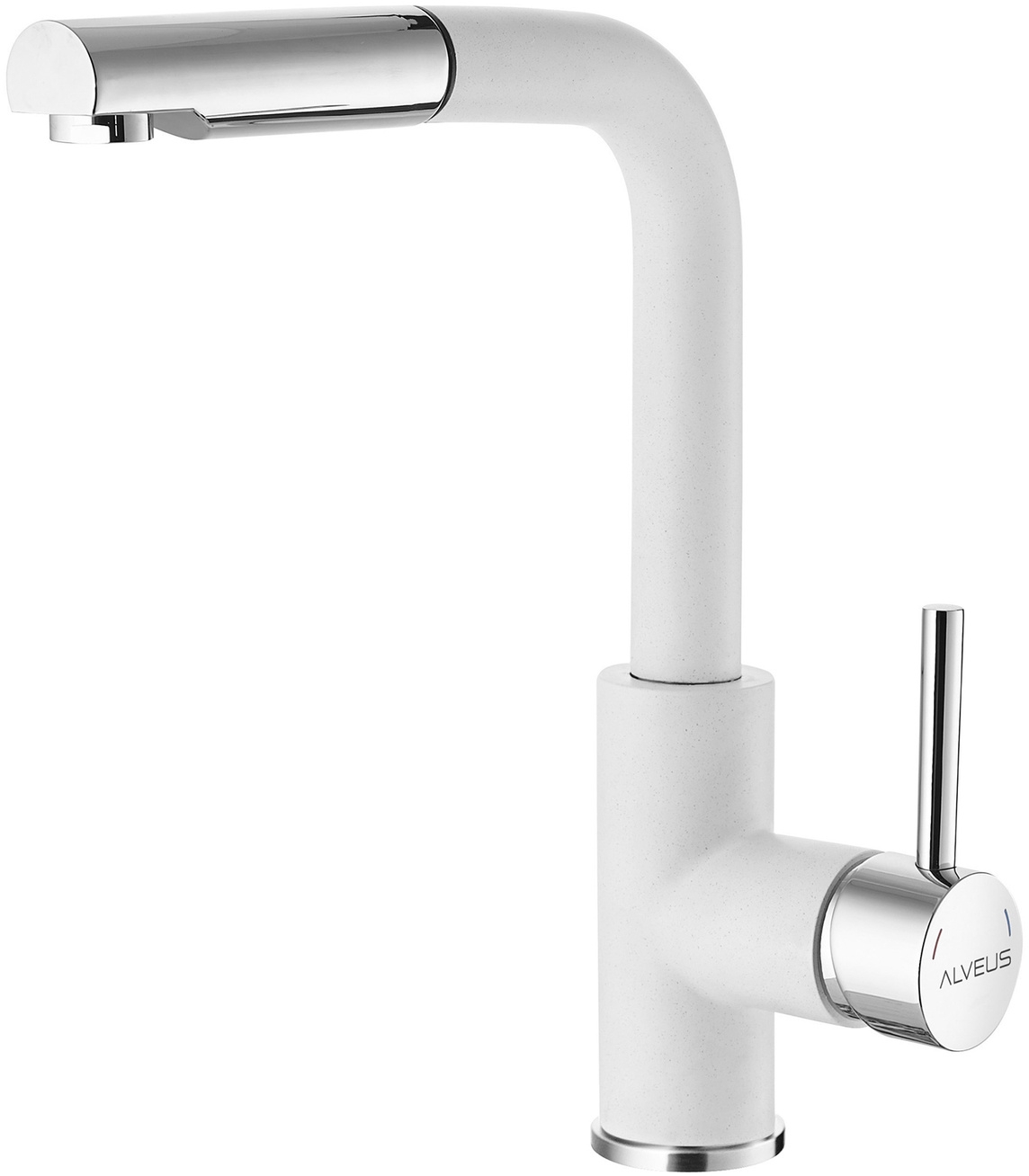 Alveus Siros bateria kuchenna stojąca z wyciąganą wylewką biały mat/chrom 1129046