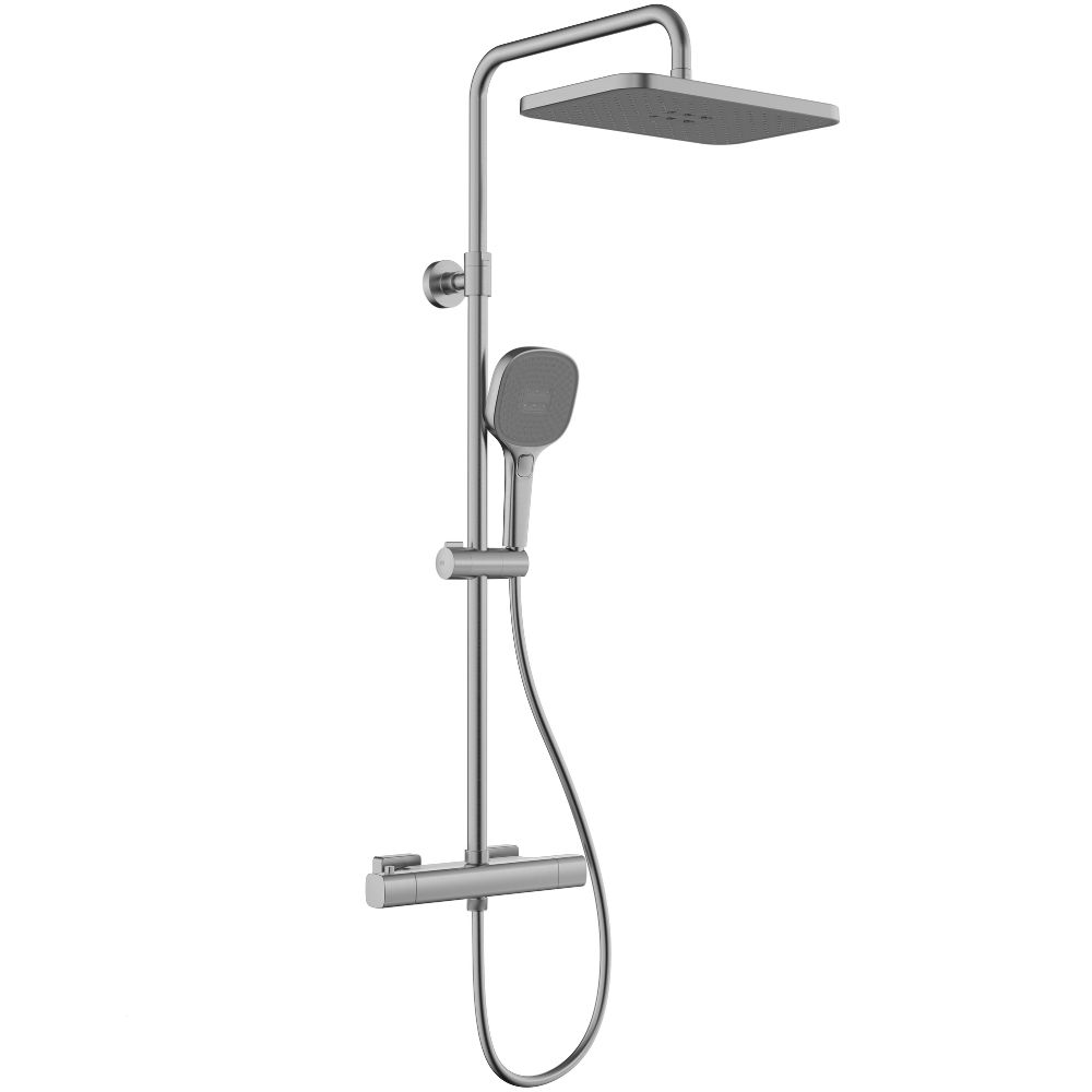 KFA Armatura Malaga zestaw prysznicowy ścienny termostatyczny z deszczownicą gun metal grey 5756-910-61