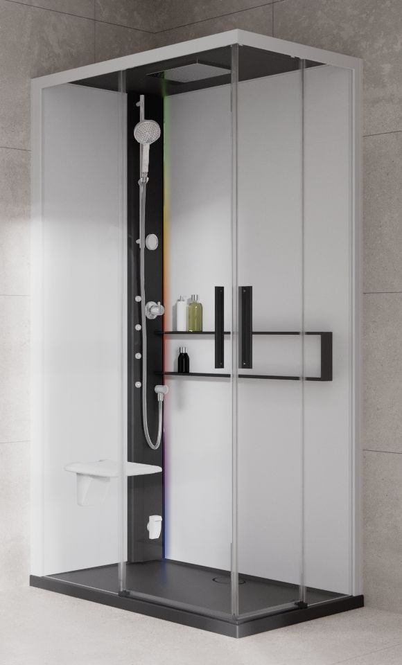 Novellini Glax 2 2.0 A kabina z hydromasażem 100x80 cm lewa parowa z brodzikiem czarna G22A108SM5-1HU