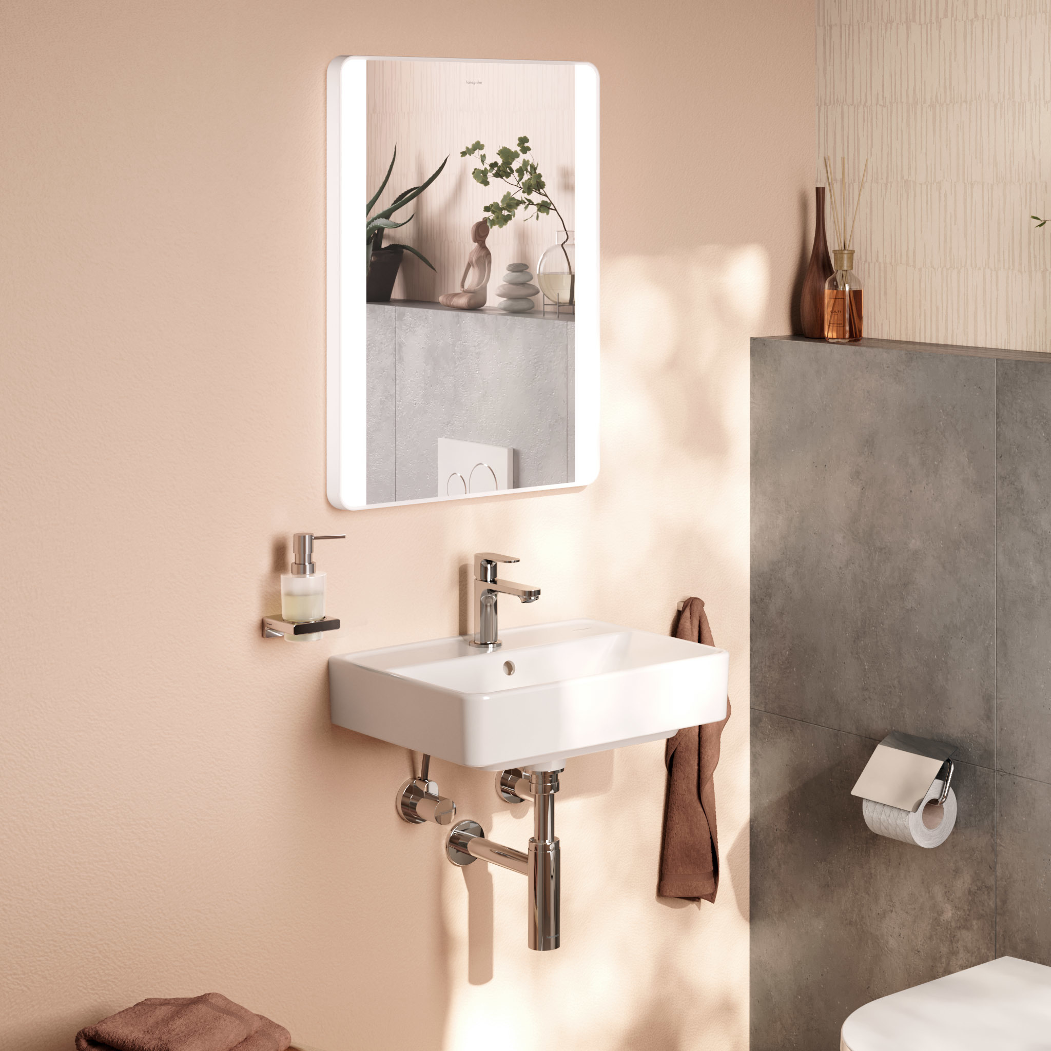 Hansgrohe Xarita Lite Q lustro 50x70 cm prostokątne z oświetleniem biały 54974700