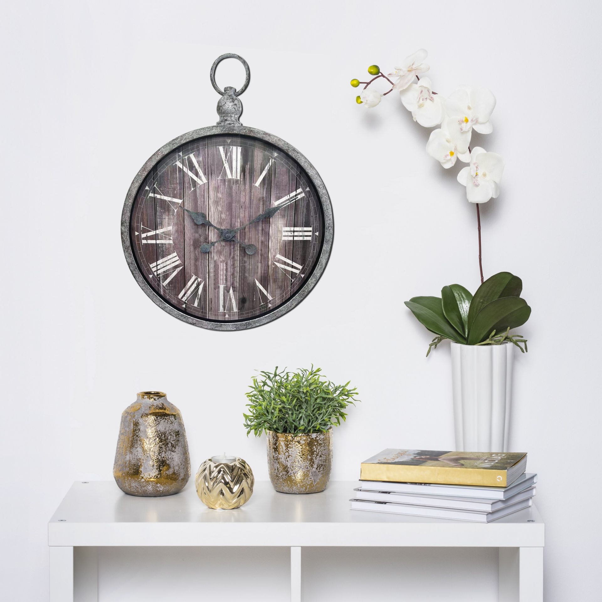 Splendid Olsen zegar ścienny szary-postarzany AZ-OLSEN