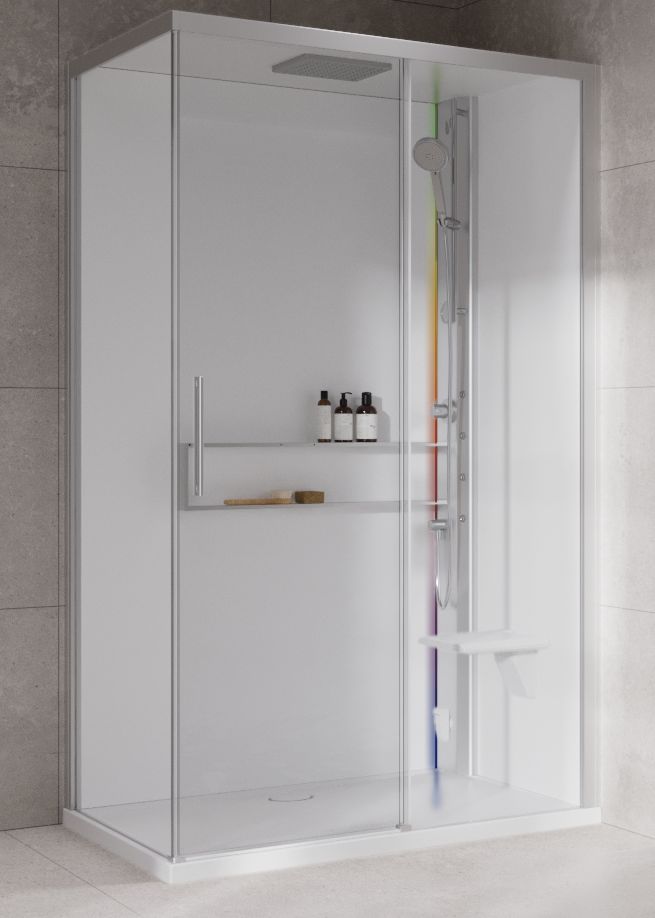 Novellini Glax 2 2.0 2P kabina z hydromasażem 120x80 cm parowa z brodzikiem prawa srebrna G222P120DM5-1BB