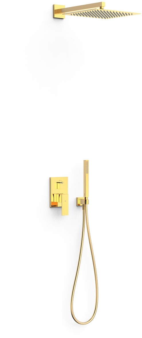 Tres Cuadro-Tres zestaw prysznicowy podtynkowy z deszczownicą złoty 00628004OR