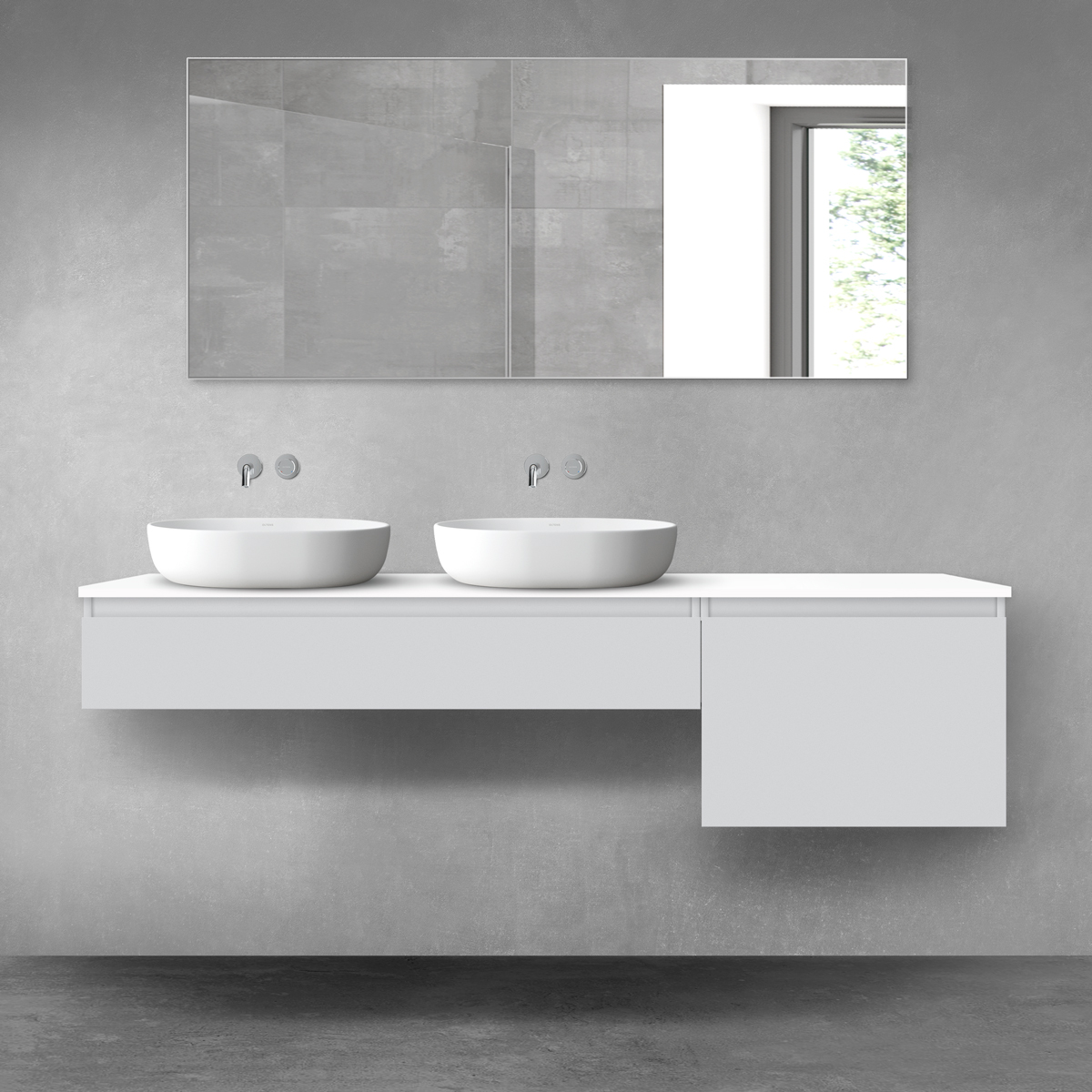 Oltens Vernal zestaw mebli łazienkowych 180 cm z blatem szary mat/biały połysk 68613700 - Wysyłka w 24h