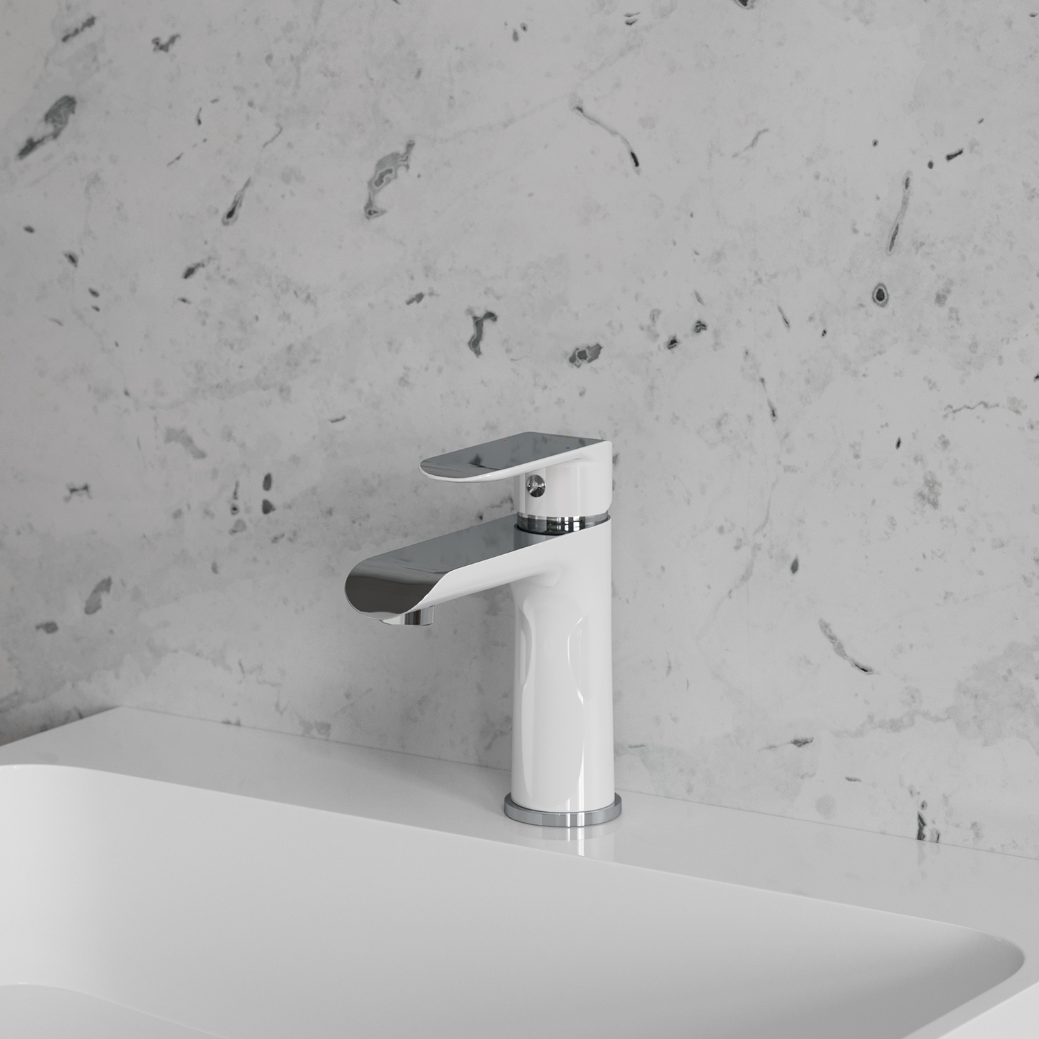 Omnires Sacramento bateria umywalkowa stojąca chrom/biały SC2310CRB