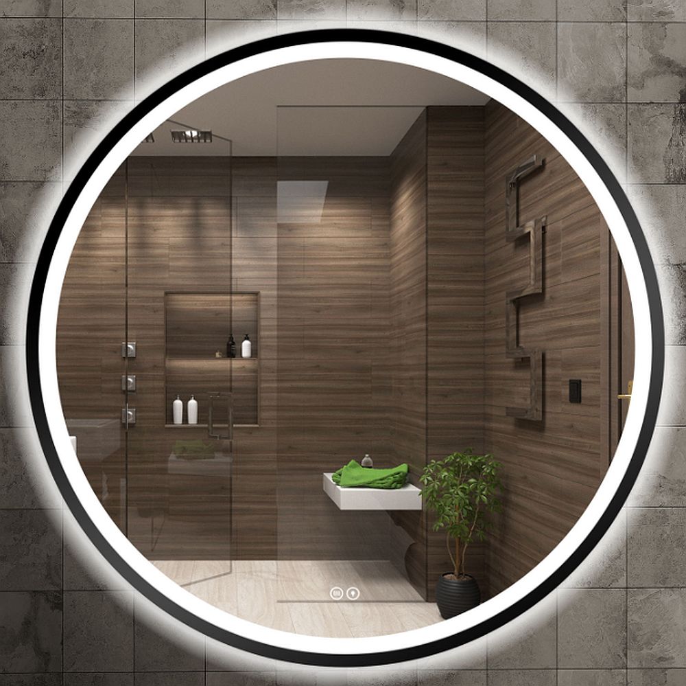 Venti Orion Black lustro 80x80 cm okrągłe z oświetleniem z matą grzewczą czarny - Wysyłka w 24h