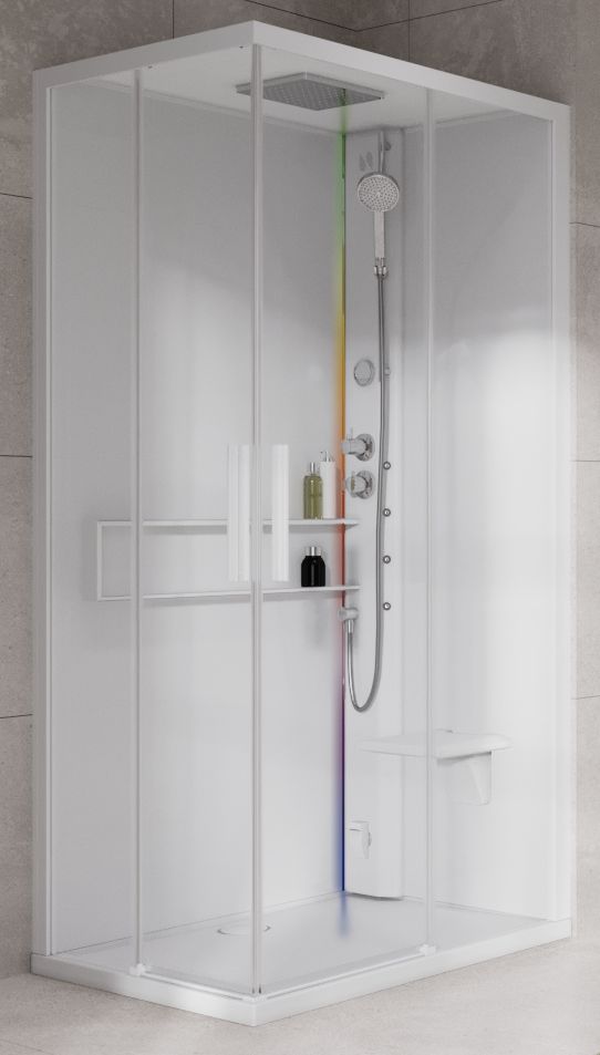 Novellini Glax 2 2.0 A kabina z hydromasażem 100x100 cm parowa z brodzikiem total biała G22A109T5-1UU