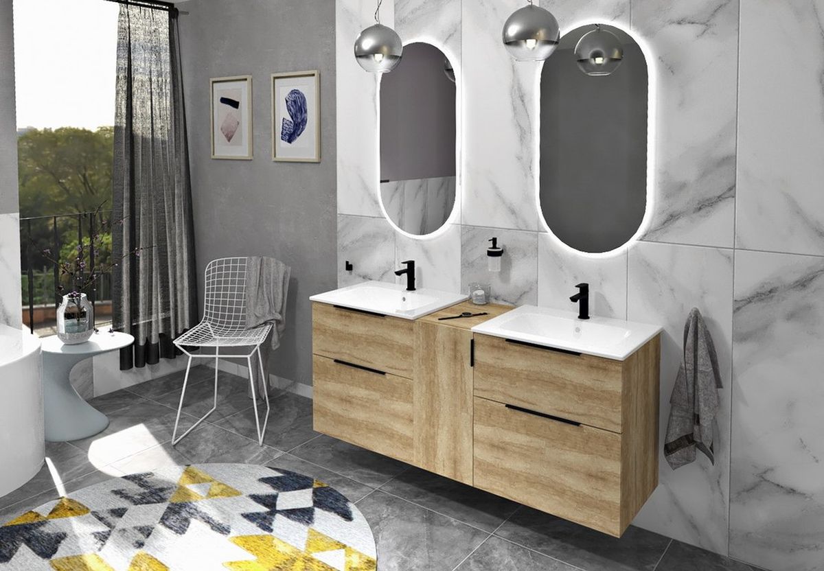 Sapho Cirasa szafka 59,2 cm podumywalkowa wisząca dąb Alabama CR601-2222