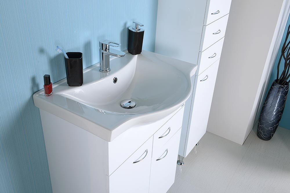 Aqualine Zara umywalka 64,5x46 cm półokrągła ścienna-meblowa biała 10065