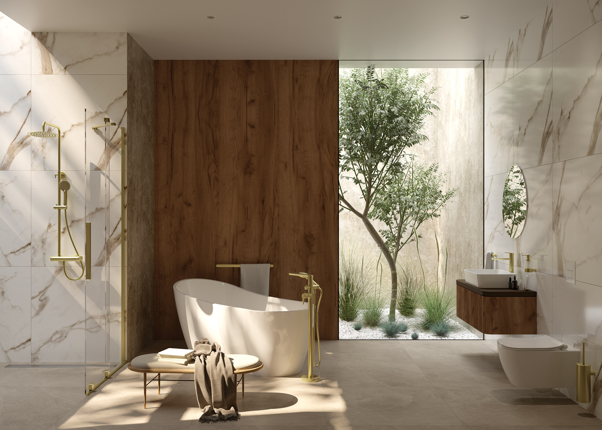 Deante Arnika zestaw prysznicowy ścienny z deszczownicą złoty NACR1QK - Wysyłka w 24h