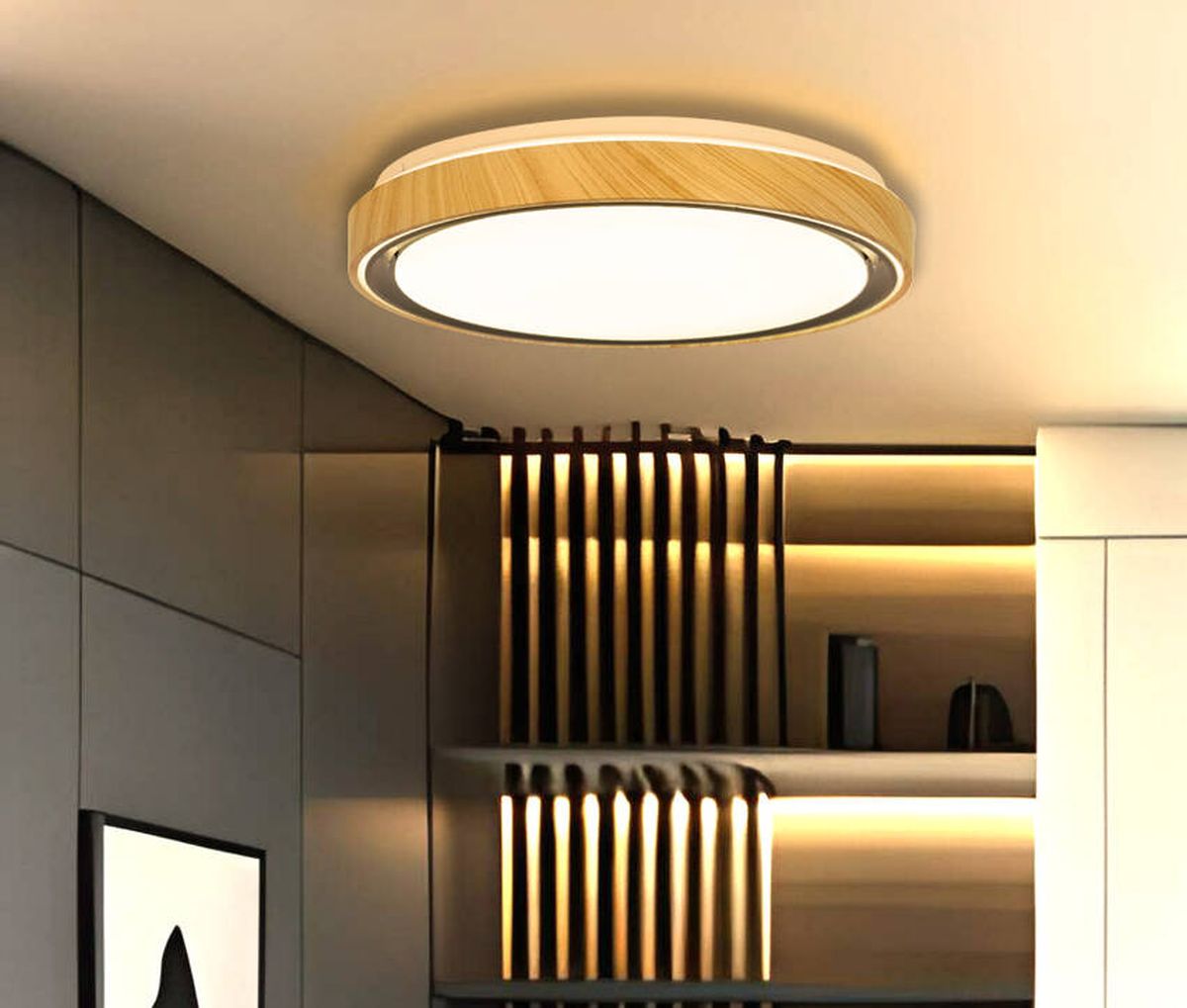 Candellux Aflo plafon 1x24 W biały-czarny-drewno 14-33932