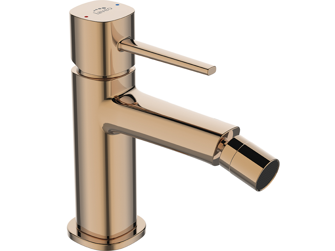 Laveo Pola bateria bidetowa stojąca różowe złoto BAP832D