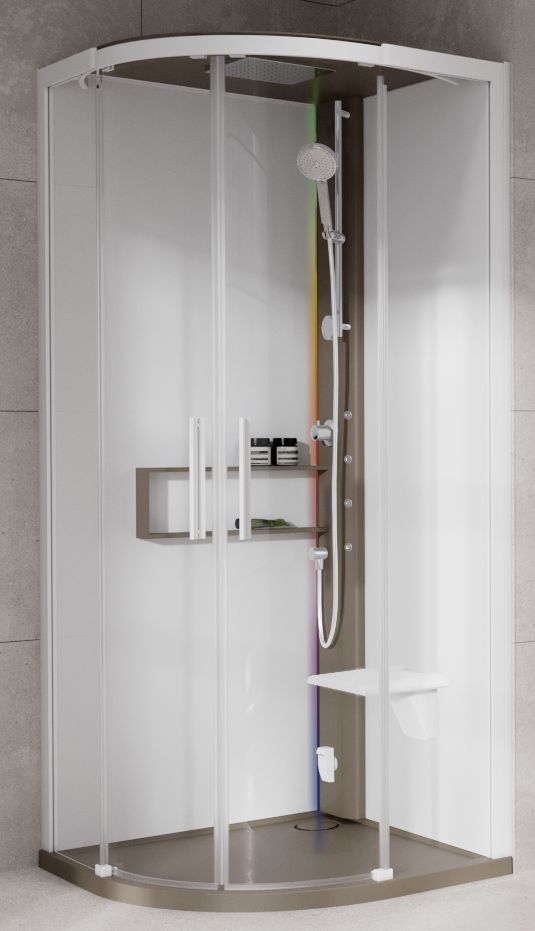 Novellini Glax 2 2.0 R kabina z hydromasażem 90x90 cm półokrągła parowa z brodzikiem corda G22R99M5-1TU