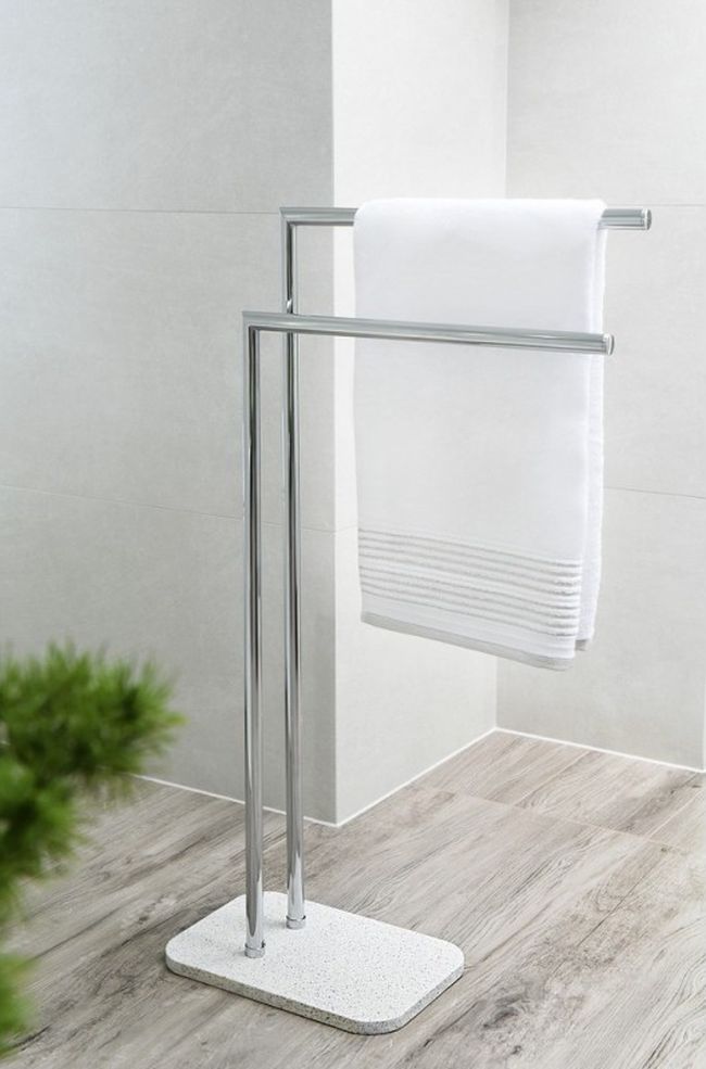 Q-Bath Perfect Minimalism wieszak na ręcznik podwójny stojący chrom/lastryko AWD02341565 - Wysyłka w 24h