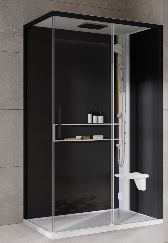 Novellini Glax 2 2.0 2P kabina z hydromasażem 120x90 cm parowa z brodzikiem prawa biała G222P299DM5-1UH