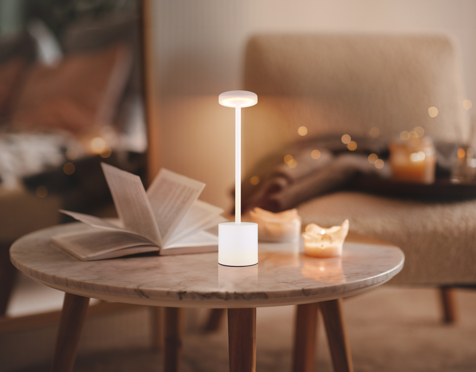 Globo Lighting Polina lampa stołowa 1x1,2 W biała 21019W