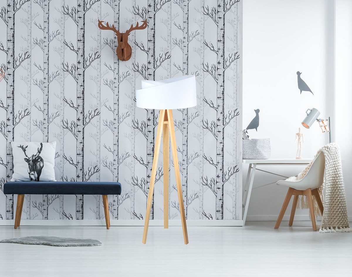 BPS Koncept Galaxy lampa stojąca 1x60 W biała-drewno 060P-060