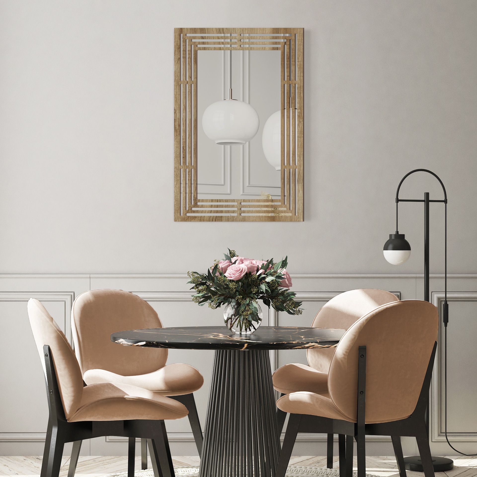 Styler Ornament Irene lustro prostokątne 60x40 cm drewno LU-12317