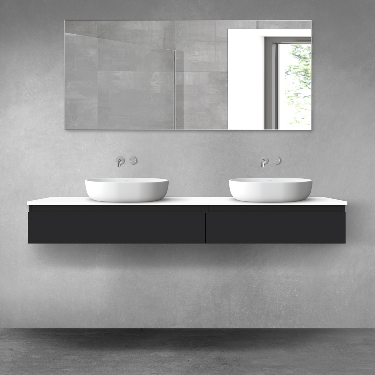 Oltens Vernal zestaw mebli łazienkowych 180 cm z blatem czarny mat/biały połysk 68574300 - Wysyłka w 24h