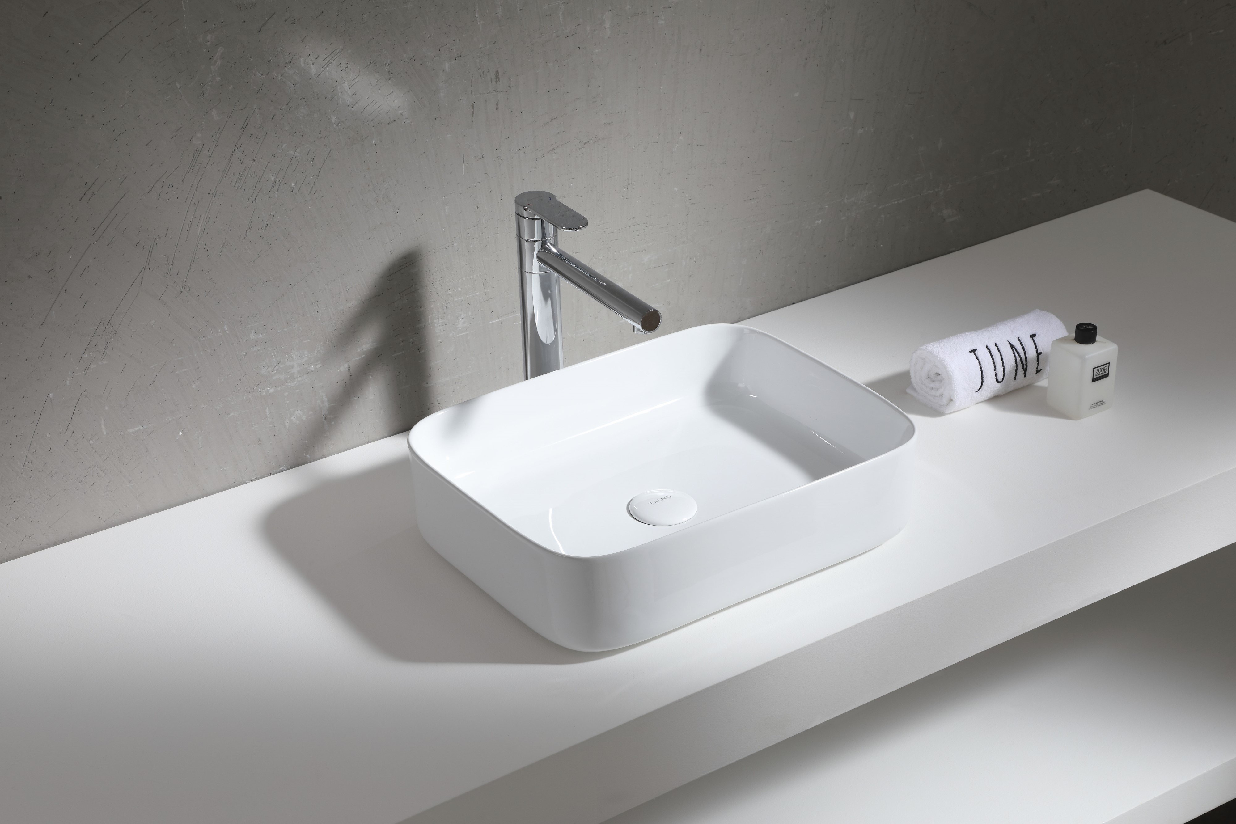 Uptrend Hera umywalka 51x40 cm nablatowa prostokątna biały połysk TR41290