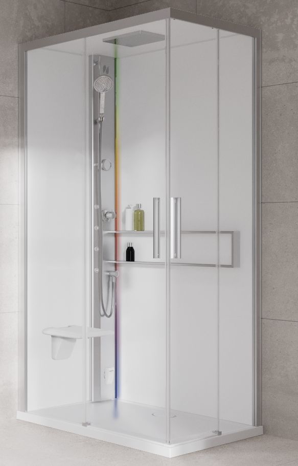 Novellini Glax 2 2.0 A kabina z hydromasażem 100x70 cm lewa parowa z brodzikiem srebrna G22A107SM5-1BB