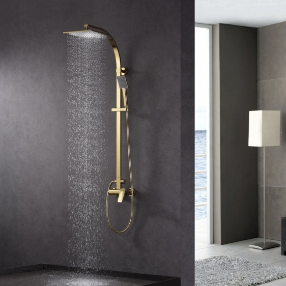 Blue Water Monaco zestaw prysznicowy ścienny z deszczownicą złoty MON-ZKPN.400ZŁOTY