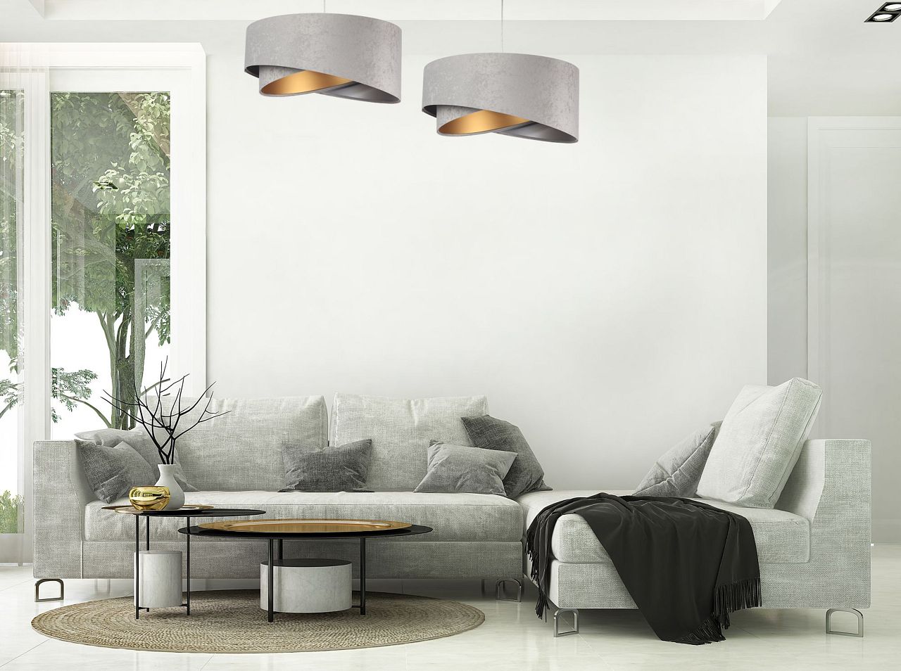 BPS Koncept Galaxy lampa wisząca 1x60 W złota-szary/popielaty-srebrna 060-MIX-013