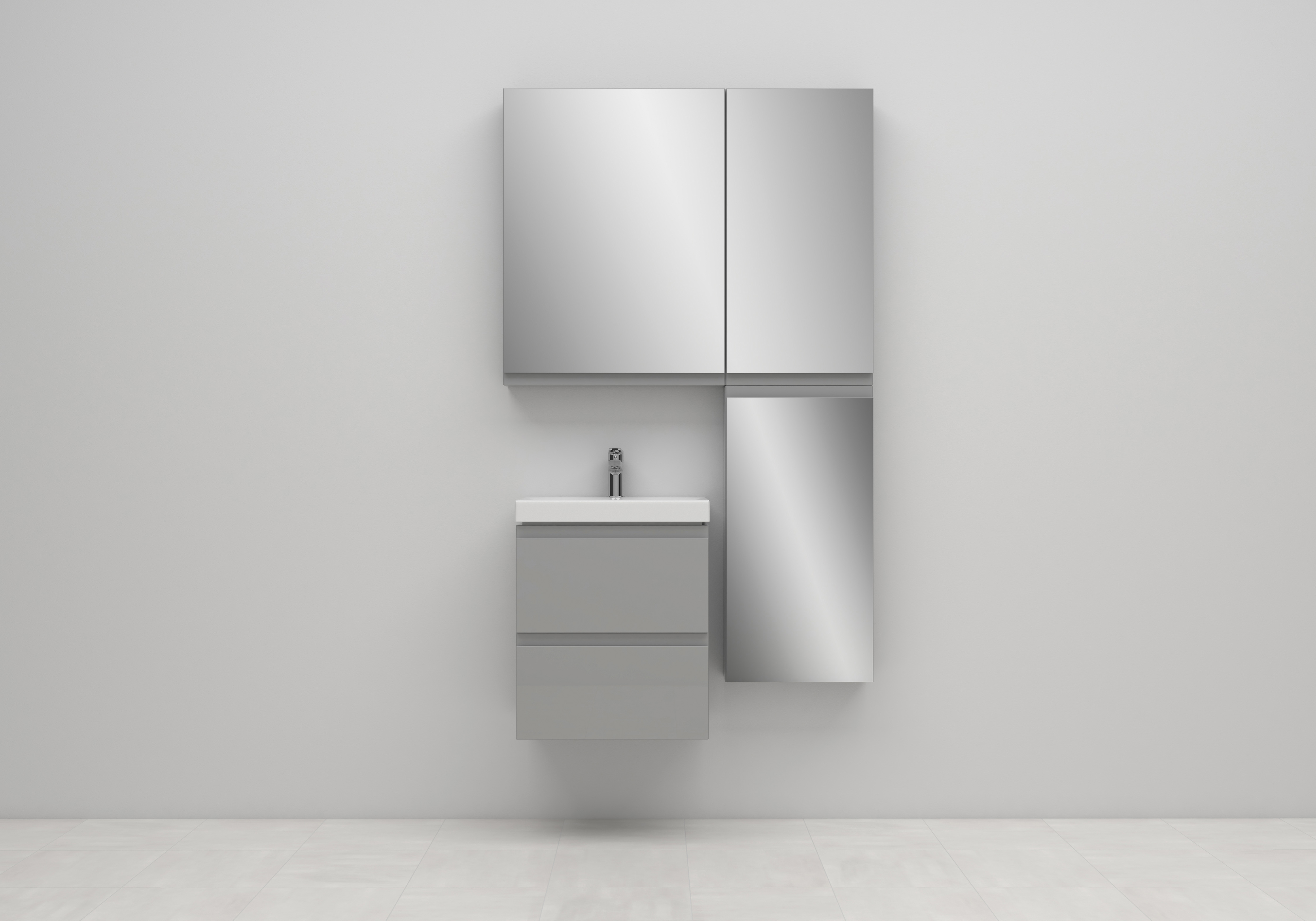 Cersanit Moduo umywalka z szafką 60 cm zestaw meblowy Slim biały/szary S801-226-DSM
