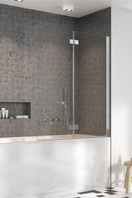 Radaway Nes 8 PND I parawan nawannowy 120 cm 2-częściowy chrom połysk/szkło przezroczyste 10060120-01-01L