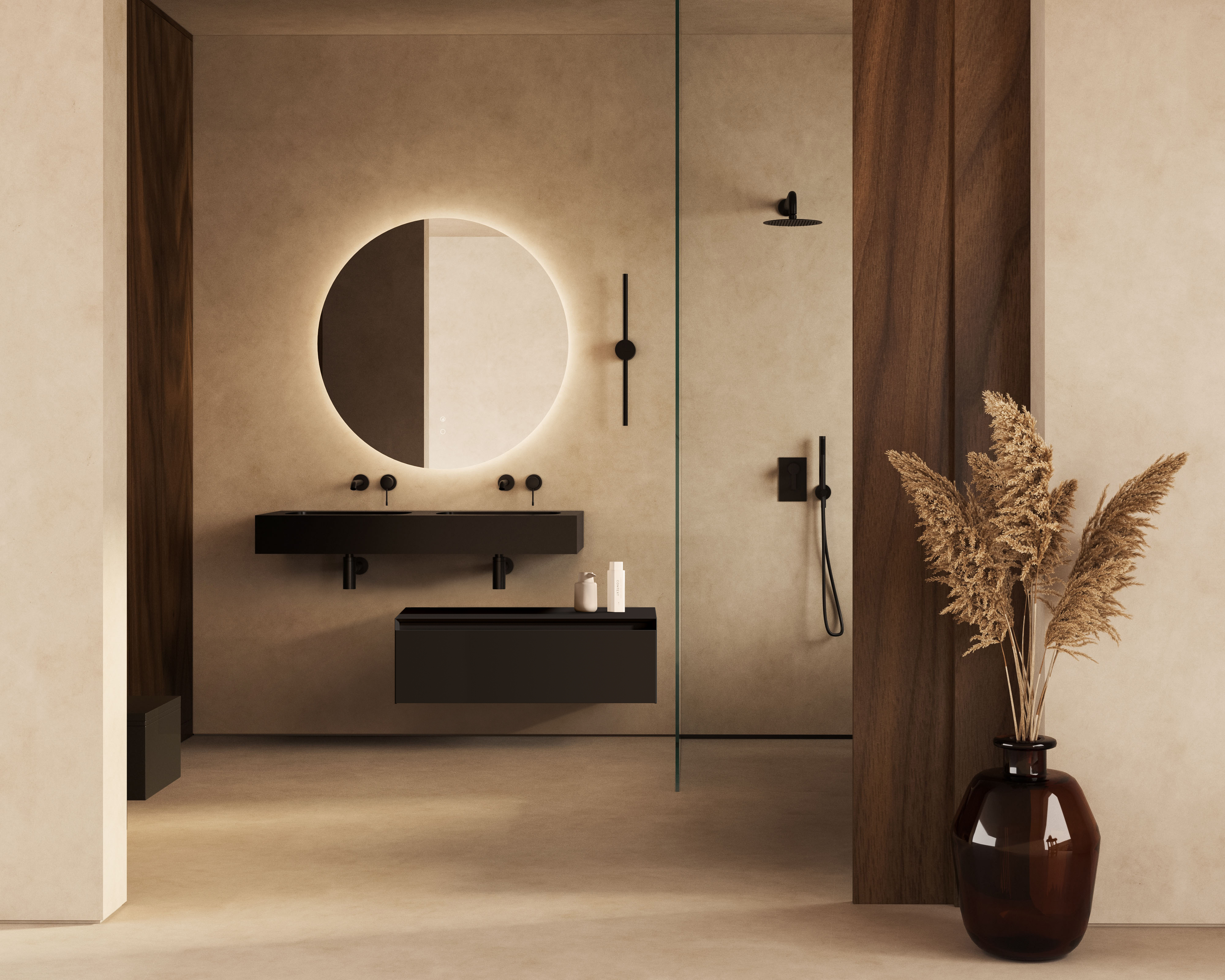 Elita Dimple umywalka 121x46 cm prostokątna ścienna-podwójna black matt RE041200027160