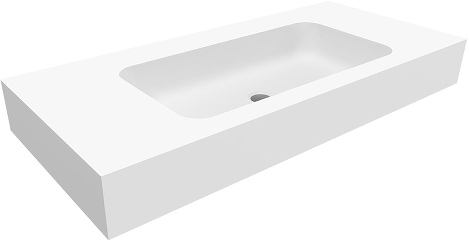 Cristalstone Linea Simpla umywalka 100x45 cm prostokątna ścienna-z blatem biała U1000-MCOT/BO