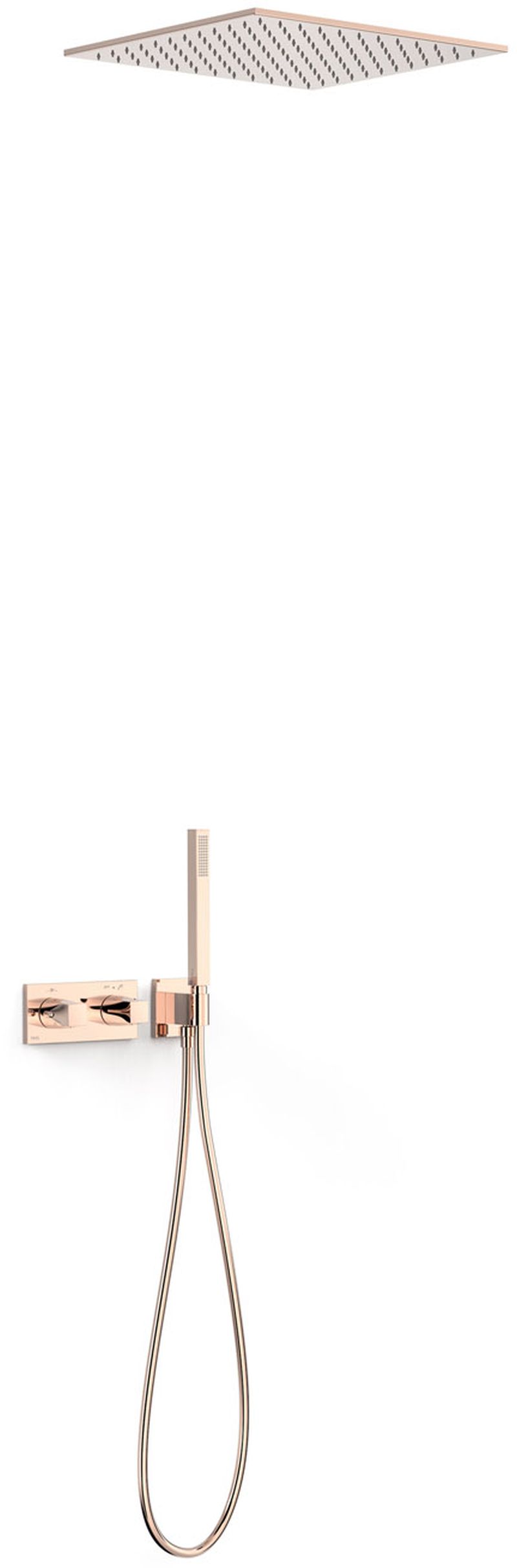 Tres B-System zestaw prysznicowy podtynkowy termostatyczny z deszczownicą różowe złoto połysk 30725206OP
