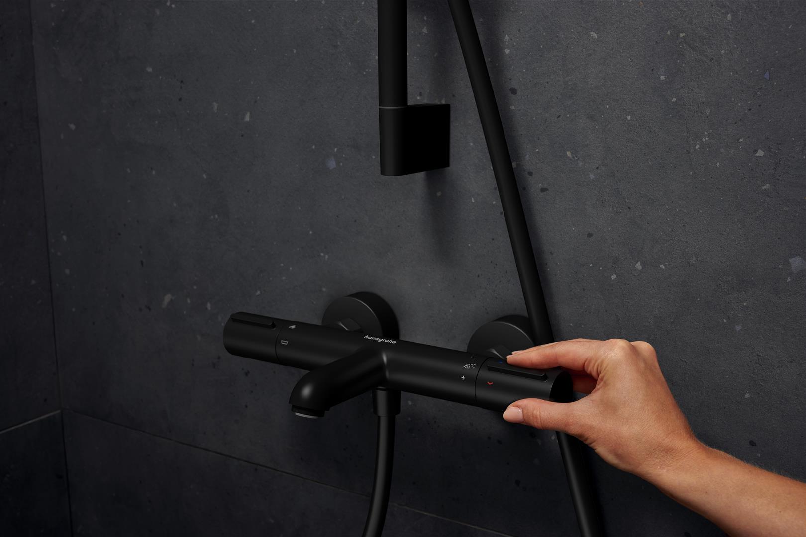 Hansgrohe Ecostat Element bateria wannowo-prysznicowa ścienna termostatyczna czarny mat 13347670