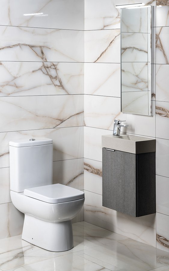 Sapho Small Crest L umywalka 40x22 cm ścienna prostokątna betonowa biały piaskowiec AR410